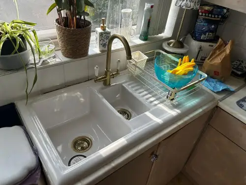 Click Here To Enlarge This Photo Of Ceramic Kitchen Sink & Brass Tap Installation In Bulwell