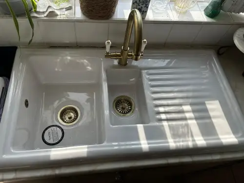 Click Here To Enlarge This Photo Of Ceramic Kitchen Sink & Brass Tap Installation In Bulwell
